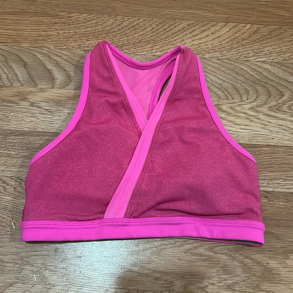Lululemon Pink Faux Wrap V-Neck Racerback Sports Bra Size 4